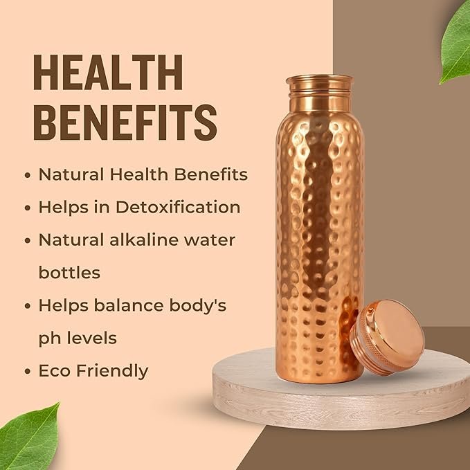 Premium Basix Copper Hammered Water Bottle,1000 ML - Image 4