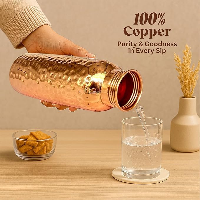 Premium Basix Copper Hammered Water Bottle,1000 ML - Image 3