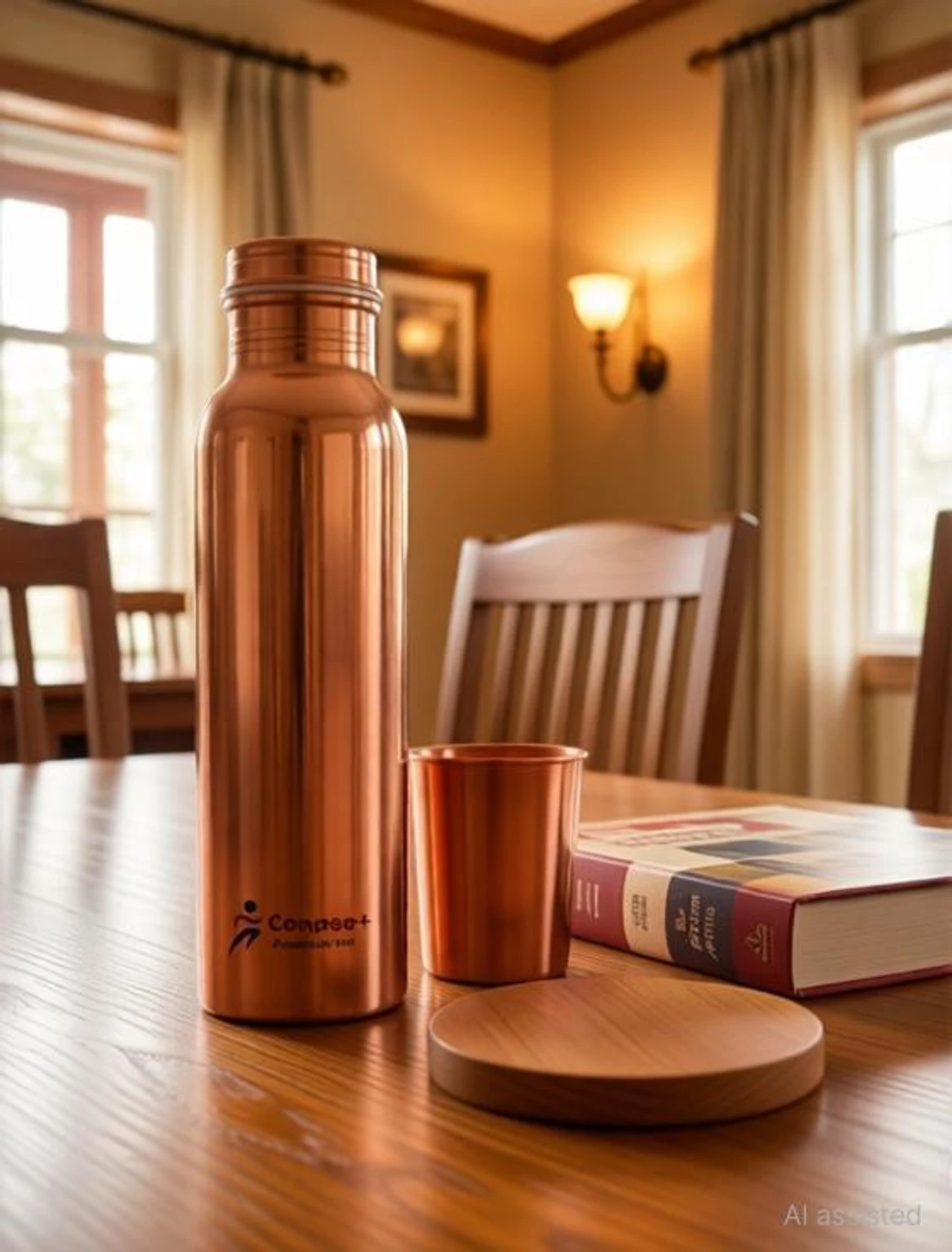 Copper Tamba Water Bottle with 2 Copper Tamba Glass - Image 3