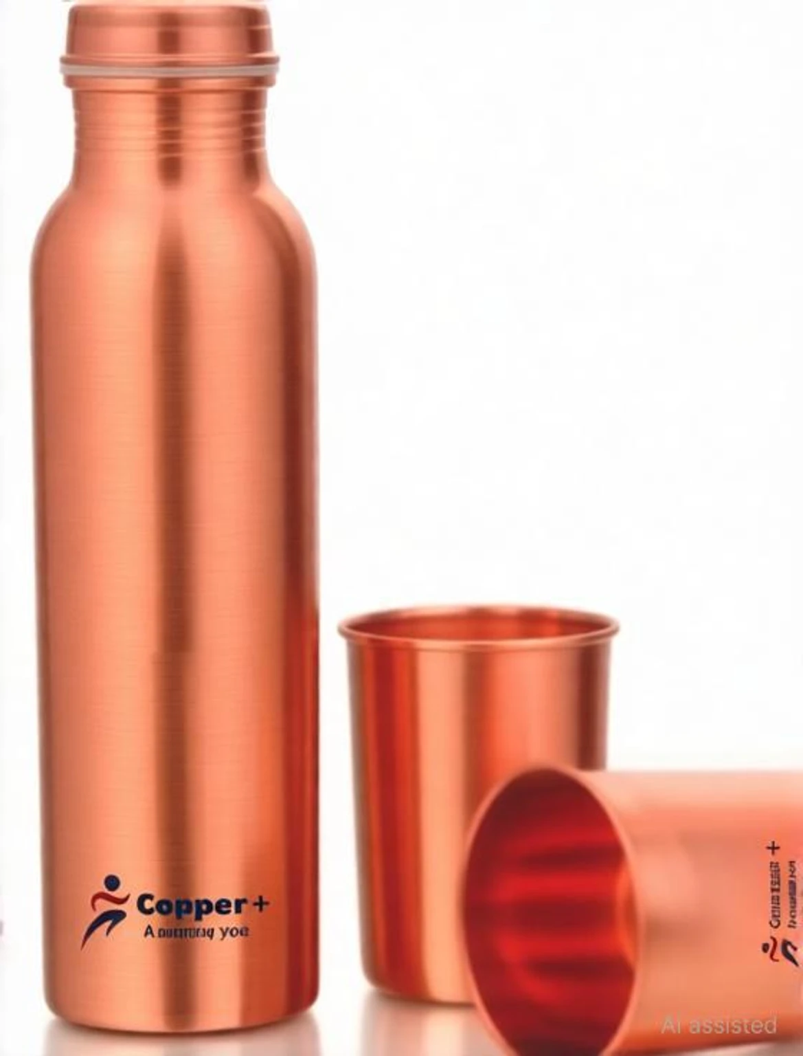 Copper Tamba Water Bottle with 2 Copper Tamba Glass - Image 2