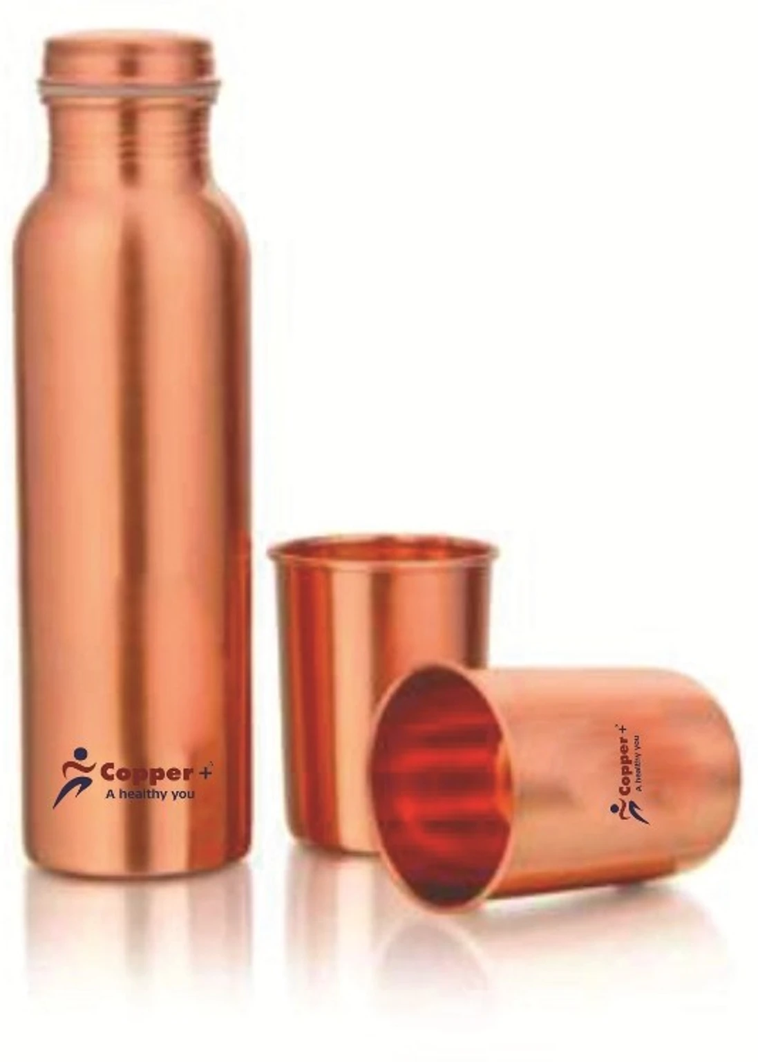 Copper Tamba Water Bottle with 2 Copper Tamba Glass - Image 5